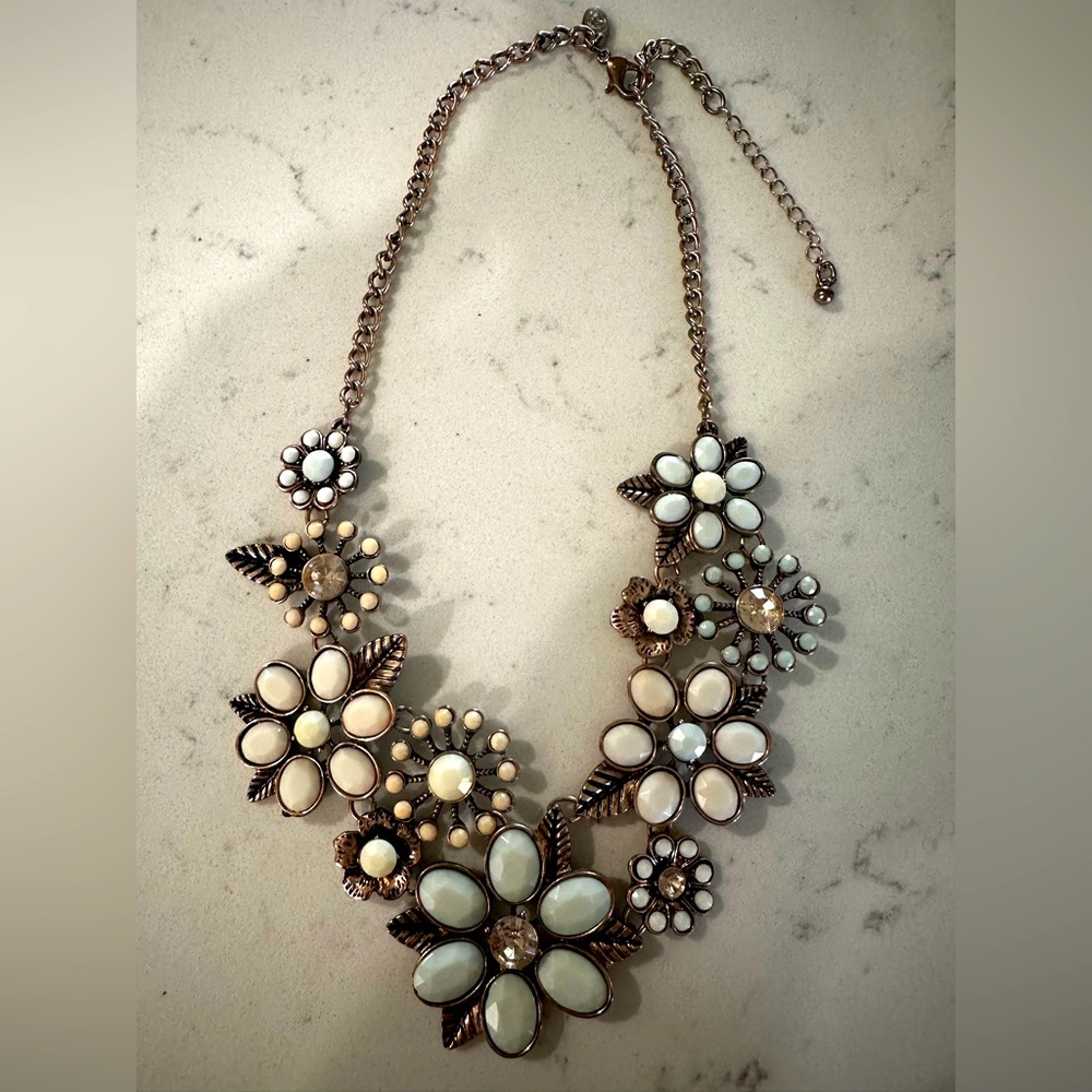 Chunky flower statement necklace.